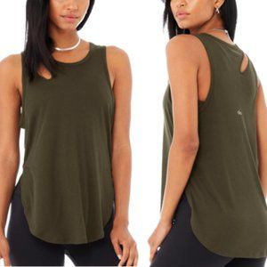ALO - RIBBED PEAK TANK - DARK OLIVE